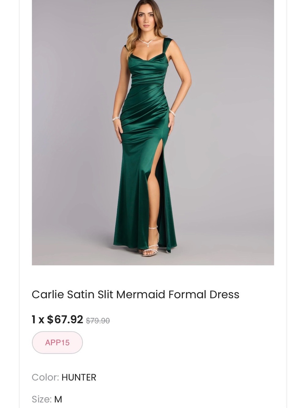 Windsor Satin Cowl Mermaid Gown - Hunter Green